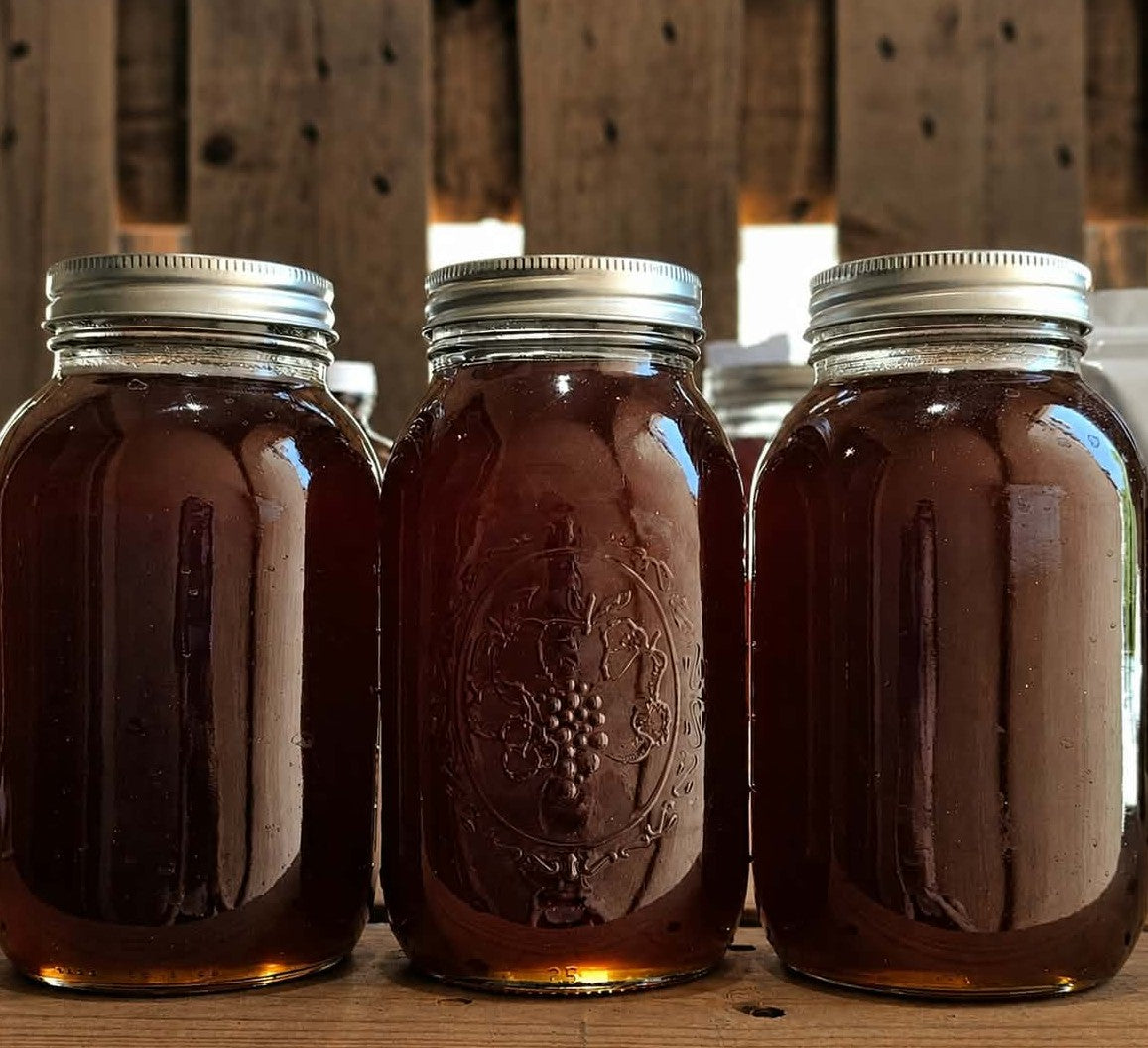 Three jars of raw local honey from The Elderberry Source.